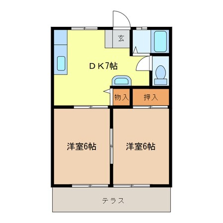 須恵ハイツA棟の物件間取画像